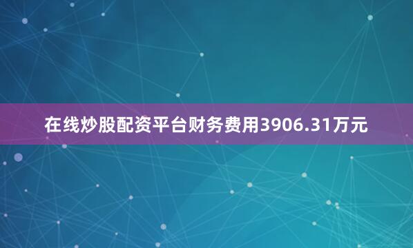 在线炒股配资平台财务费用3906.31万元