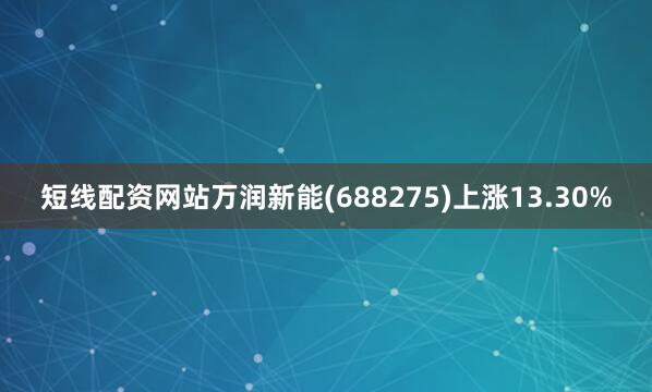 短线配资网站万润新能(688275)上涨13.30%